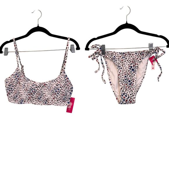 Xhilaration 2pc Bikini Set Girls 12-14 XL White Multicolor Padded Chic Beach NWT